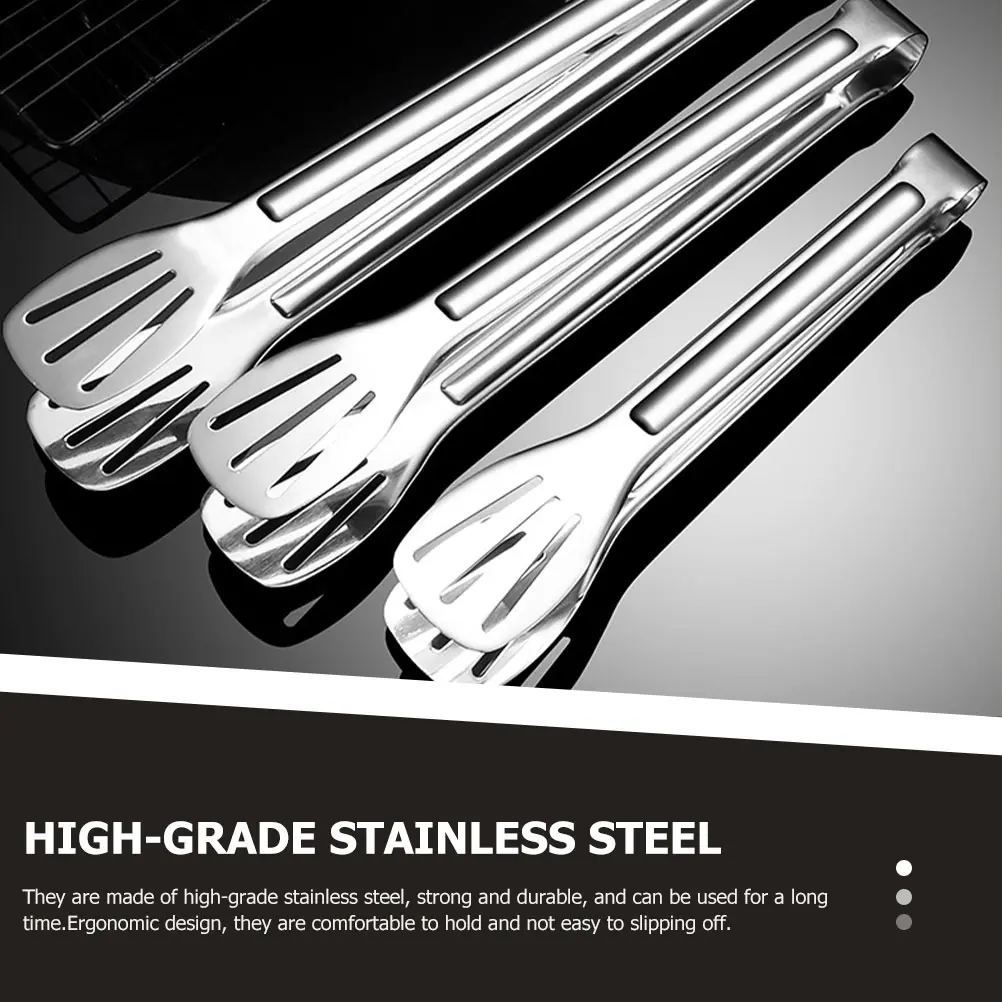 4Pcs StainlessSteel FoodTongs SaladSteak Clamps KitchenGadgets PortableBarbecue Tools ServingClips KitchenUtensils