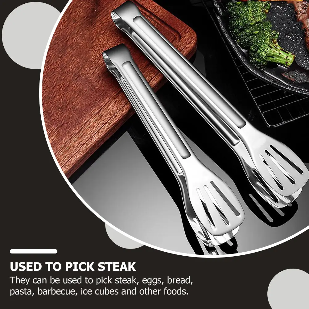 4Pcs StainlessSteel FoodTongs SaladSteak Clamps KitchenGadgets PortableBarbecue Tools ServingClips KitchenUtensils