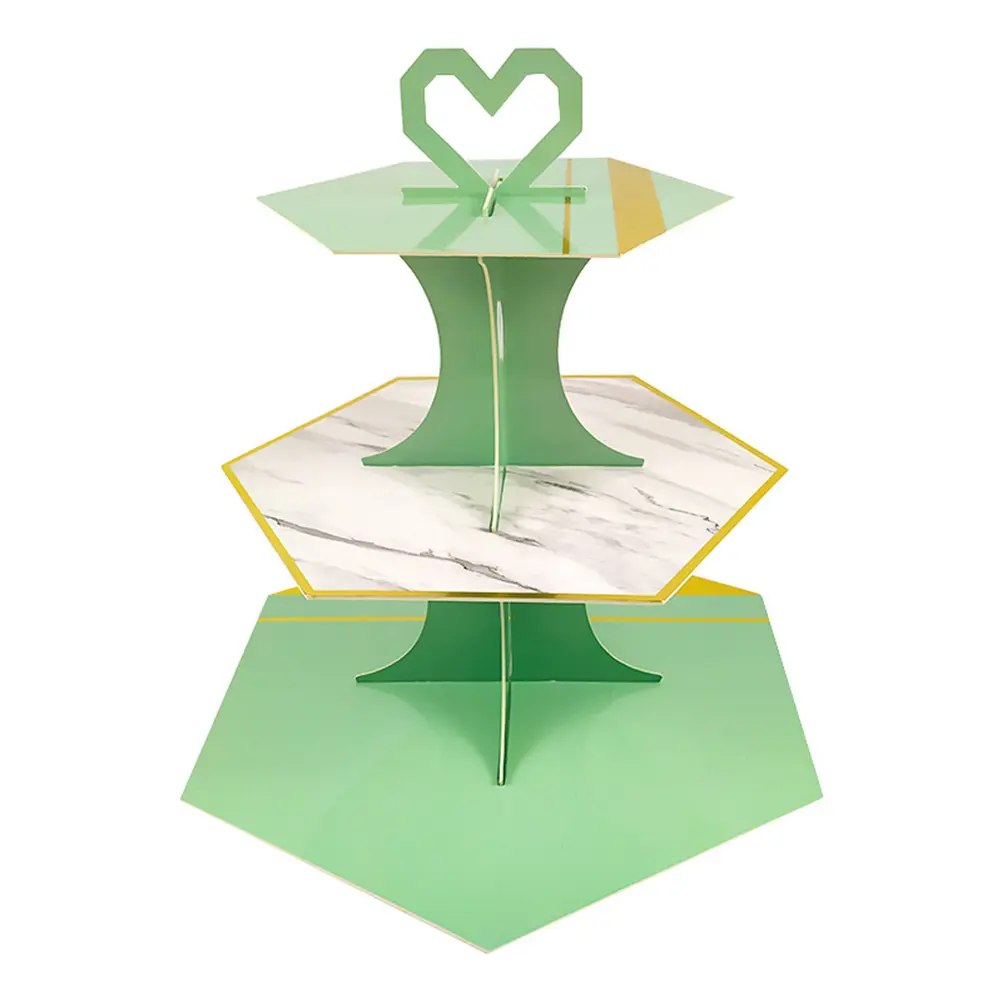 2Pcs Marble Cake Stand Tiered Paper Disposable Cupcake Snack Display Holder For Parties Weddings Showers Bakery Buffet