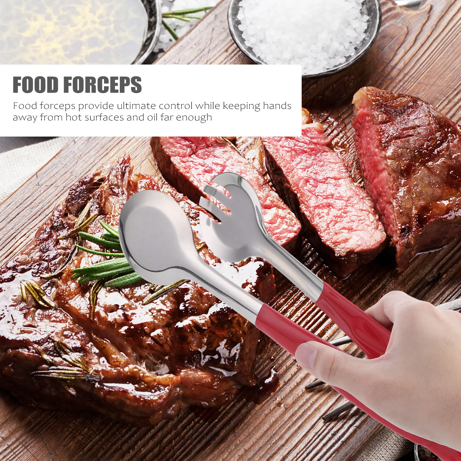 Stainless Steel Food Clip Heat Resistance Clamp Barbecue Tool Red Round H Kitchen Supplies Lightweight Corrosion for Home
