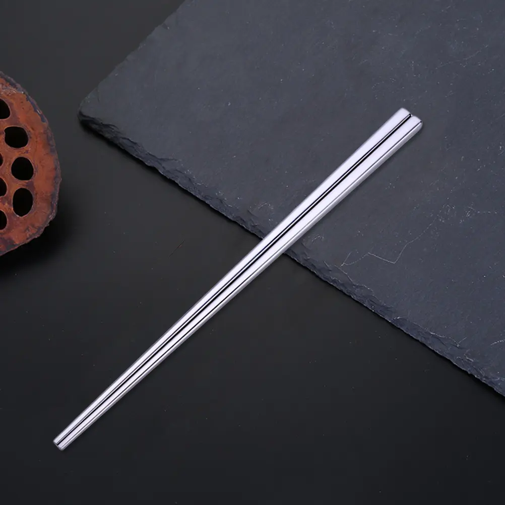 1pcs 304 Stainless Steel Square Chopsticks Reusable Polished Metal Kitchen Utensils Dishwasher Safe Rustproof Heat Resistant For