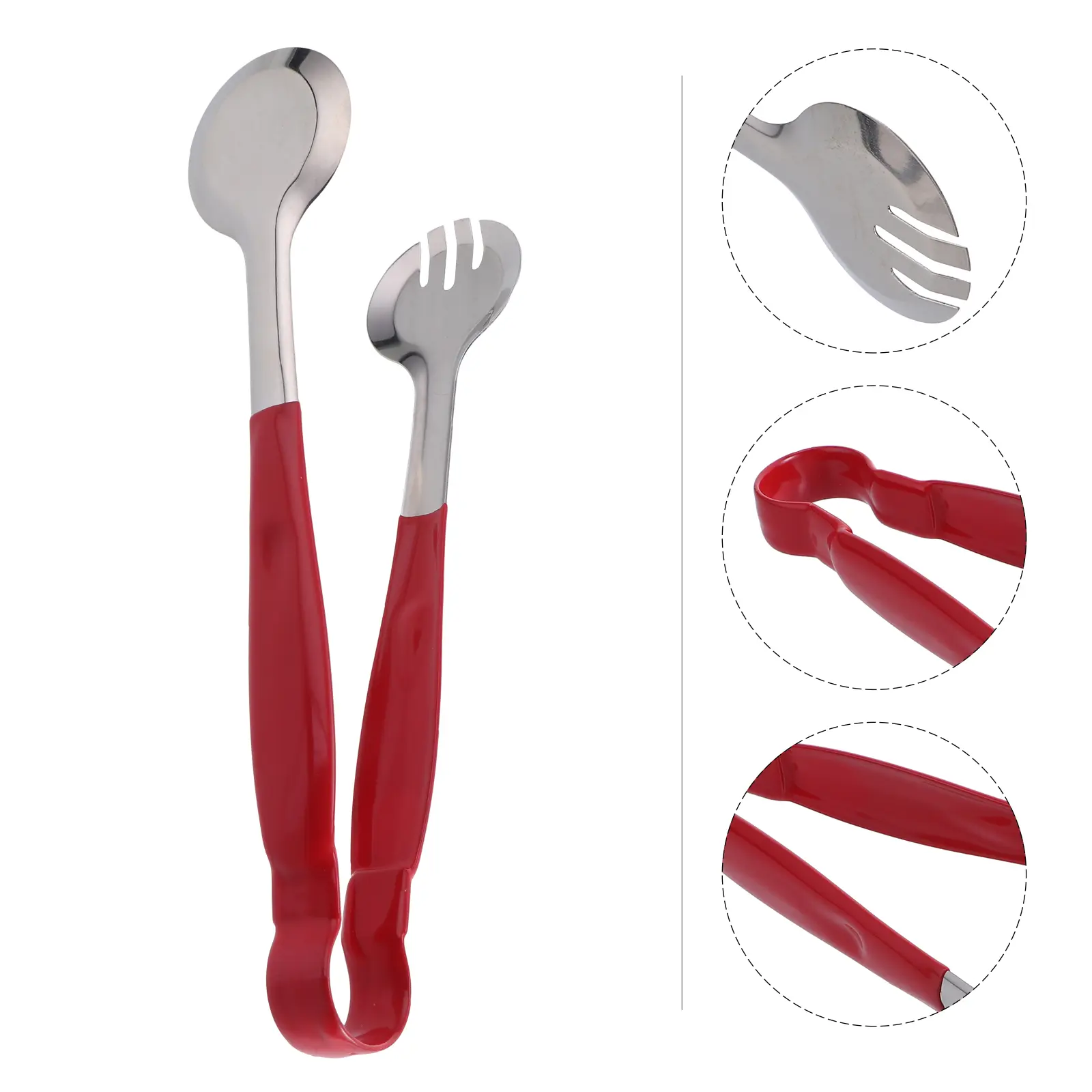 Stainless Steel Food Clip Heat Resistance Clamp Barbecue Tool Red Round H Kitchen Supplies Lightweight Corrosion for Home
