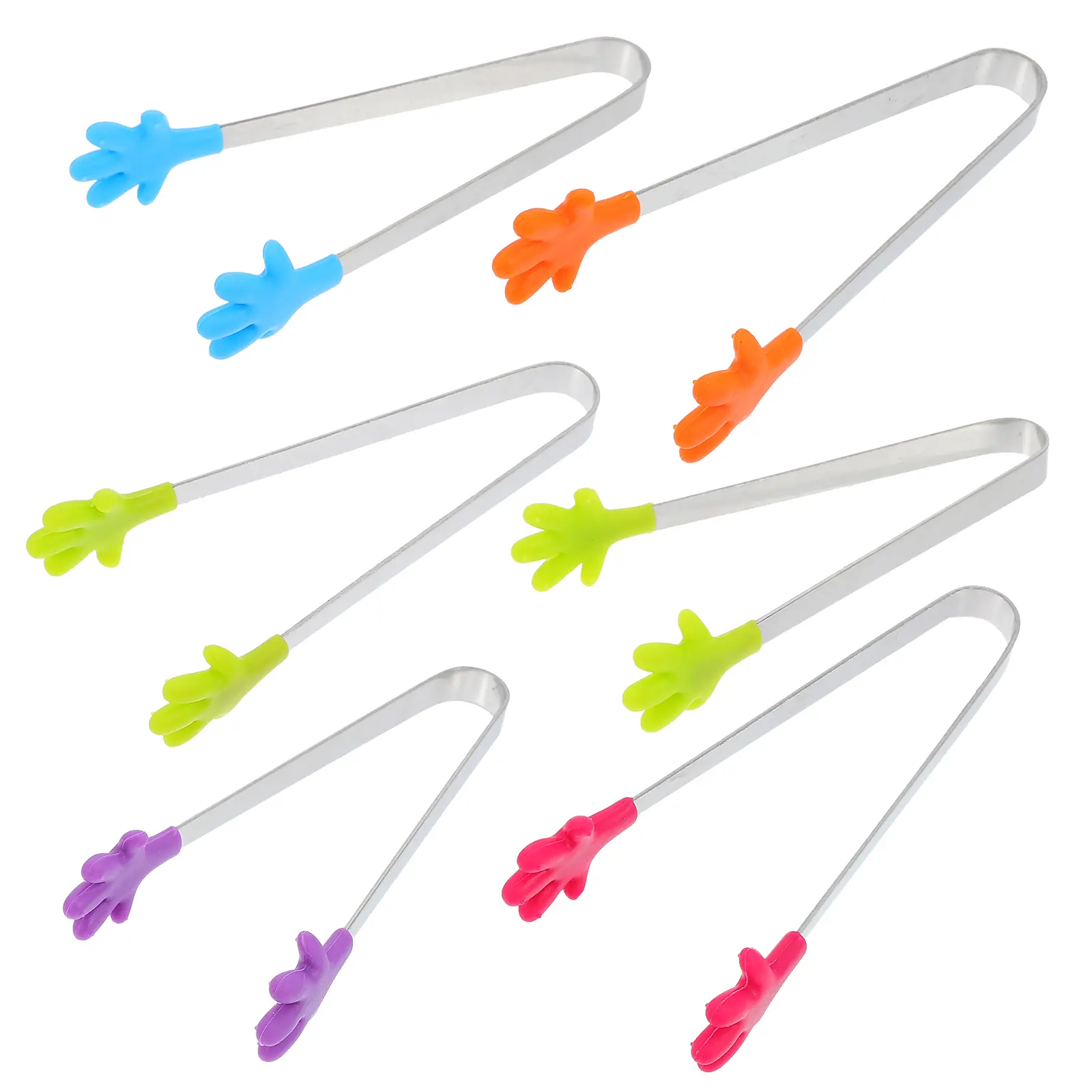 6Pcs Food Tongs Silicone Stainless Steel Kitchen Clips for Kids Party Camping Gathering Salad Buffets Bars Family Use Heat