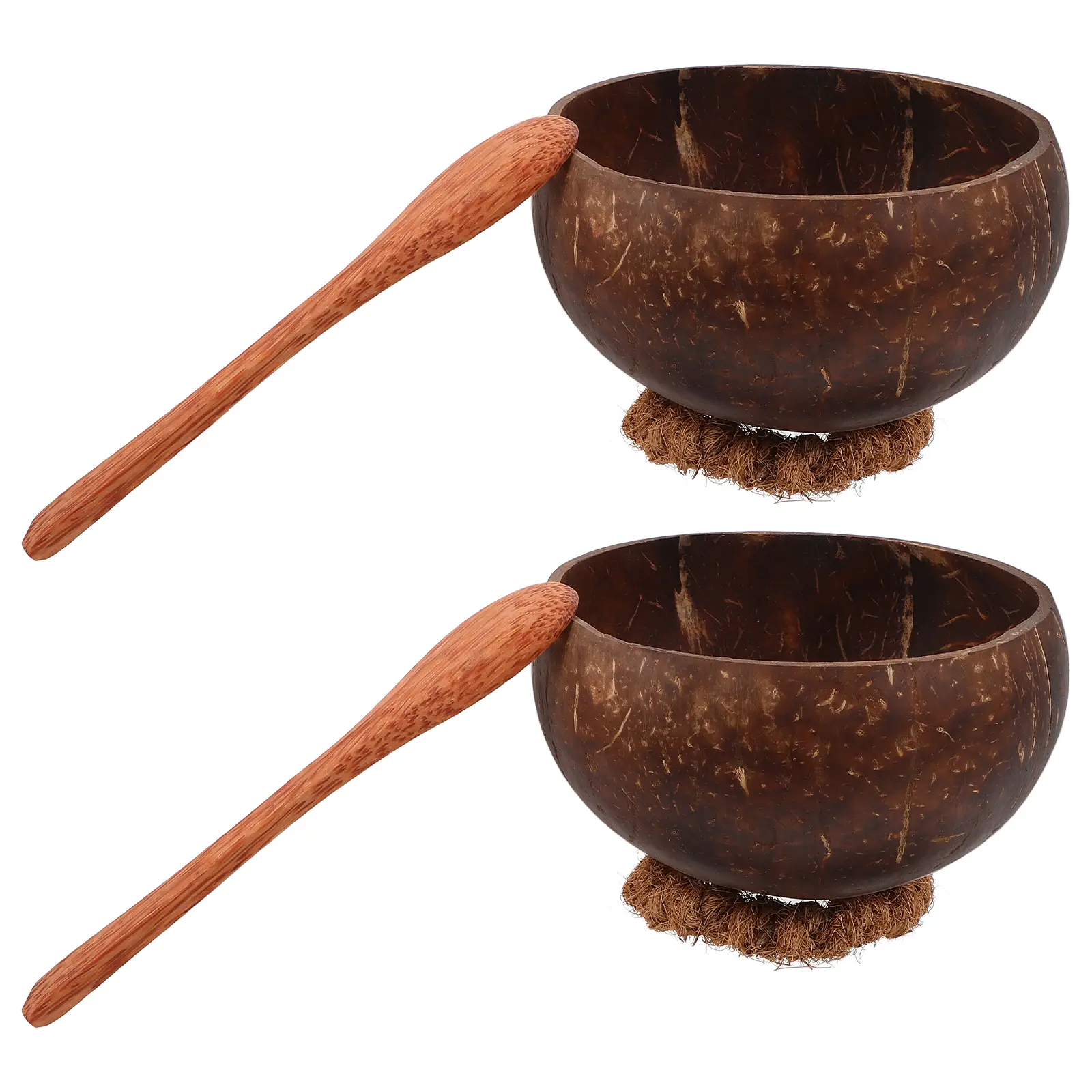 4 Pieces Coconut Bowl Set Natural Shells Small Bowls Kitchen Salad Fruit Serving Multi Purpose Bowls Reusable Soup Ramen Pasta
