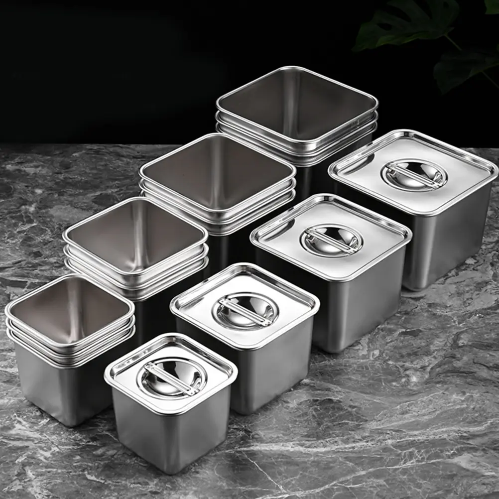 304 Stainless Steel Condiment Jars Spice Containers Seasoning Storage Boxes Salt Pepper Holders Kitchen Utensils Set Leakproof