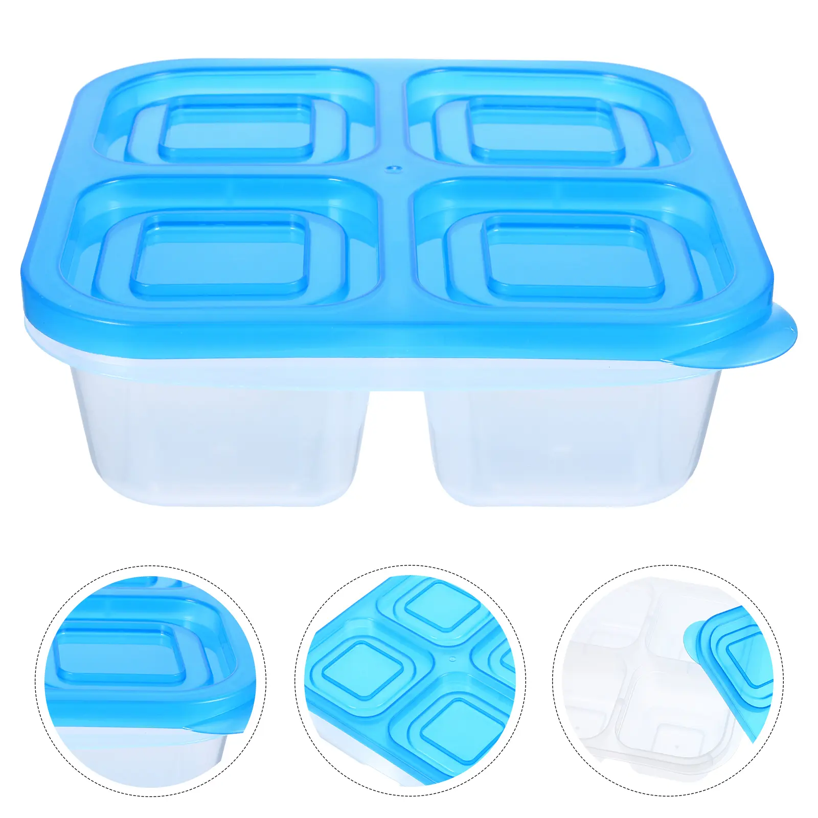 1 Piece Blue Bento Lunch Box Food Compartment Portable Leak Proof Airtight Travel Camping Picnic Reusable Easy Clean Lightweight