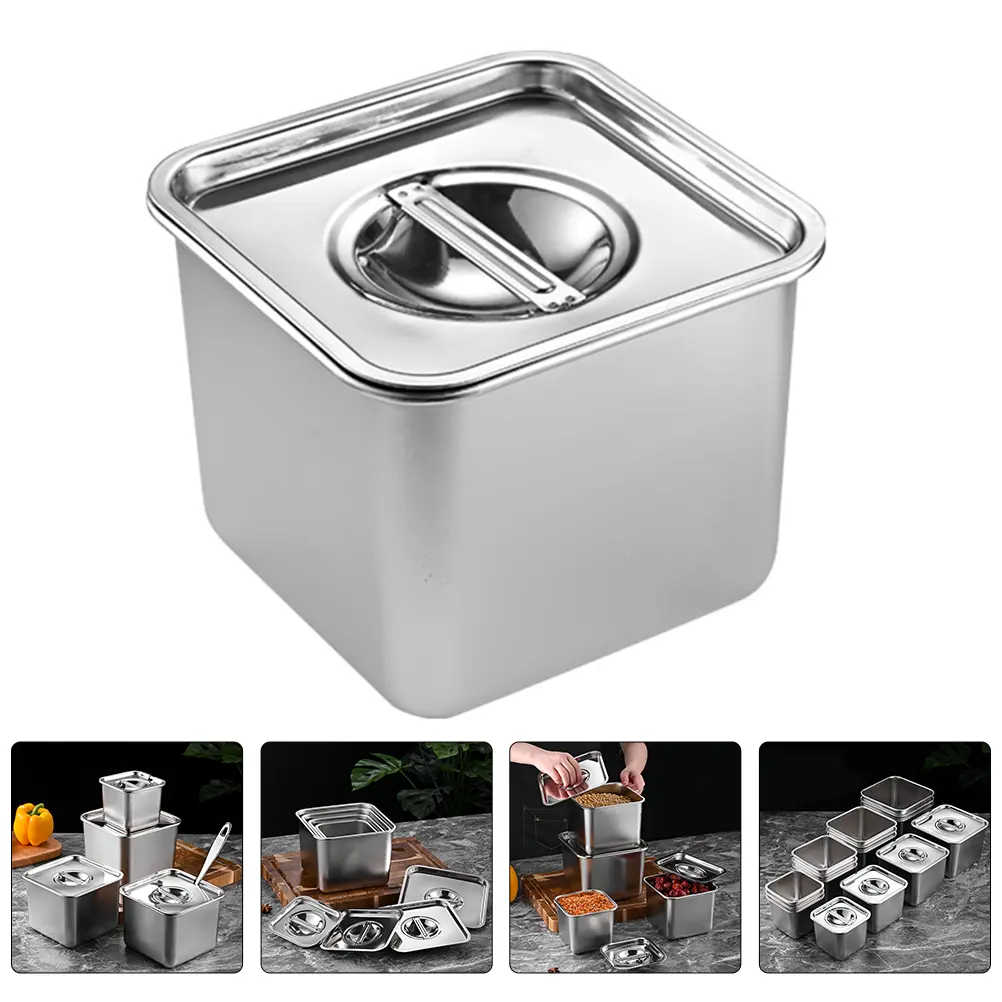 304 Stainless Steel Condiment Jars Spice Containers Seasoning Storage Boxes Salt Pepper Holders Kitchen Utensils Set Leakproof