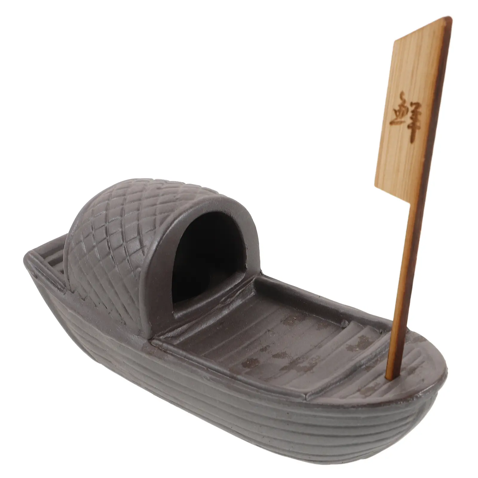 Dry Ice Cup Decorative Sushi Plate Japanese Serving Tray Artificial Flower Boat Shape Dish Platter Ornament