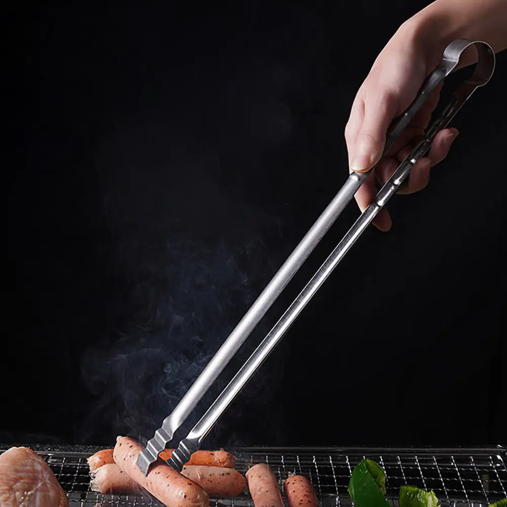 Stainless Steel BBQ Tongs Multi Function Kitchen Serving Tool Portable Steak Gripper Heat Resistance Metal Food Tong Lightweight