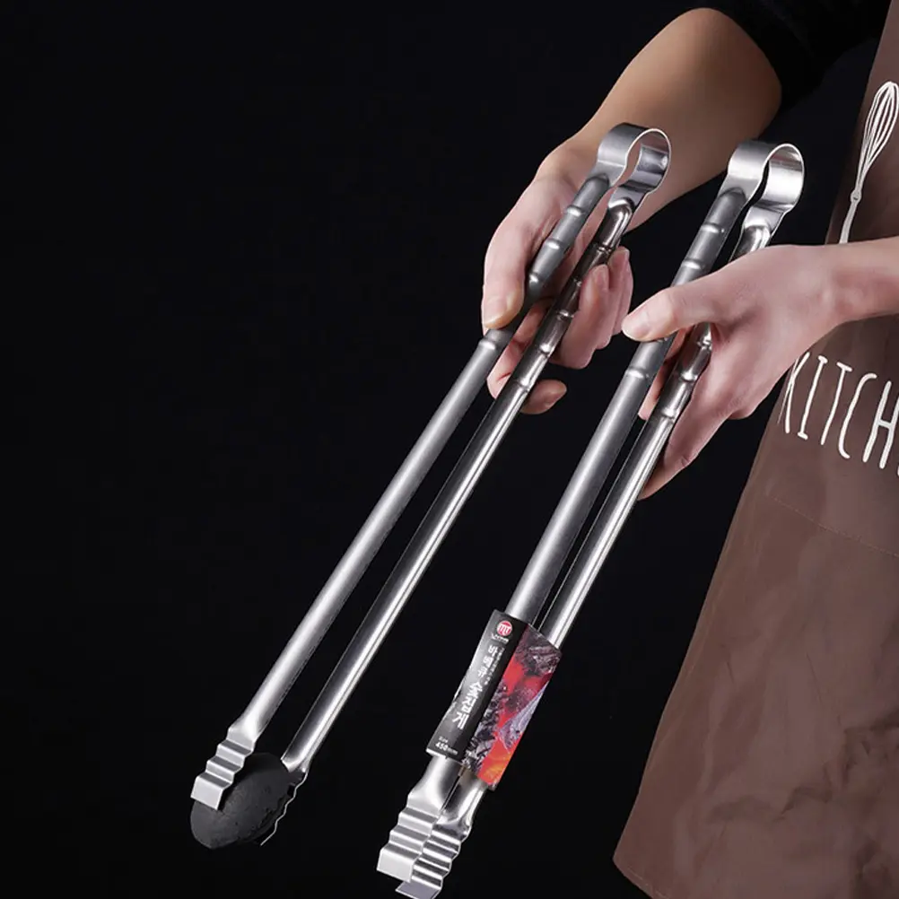 Stainless Steel BBQ Tongs Multi Function Kitchen Serving Tool Portable Steak Gripper Heat Resistance Metal Food Tong Lightweight