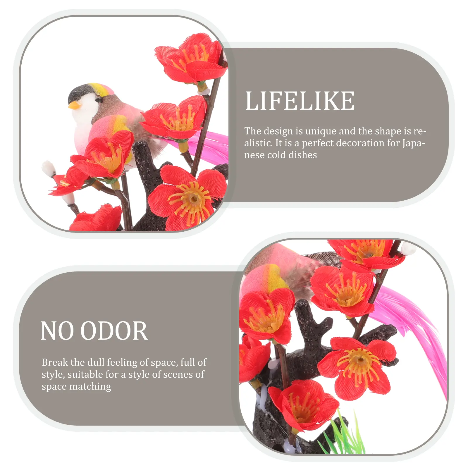 2pcs Blossom Decorations Sushi Plates Sushi Decor Plastic Artificial Flowers Mini Size Kitchen Bar Accessories