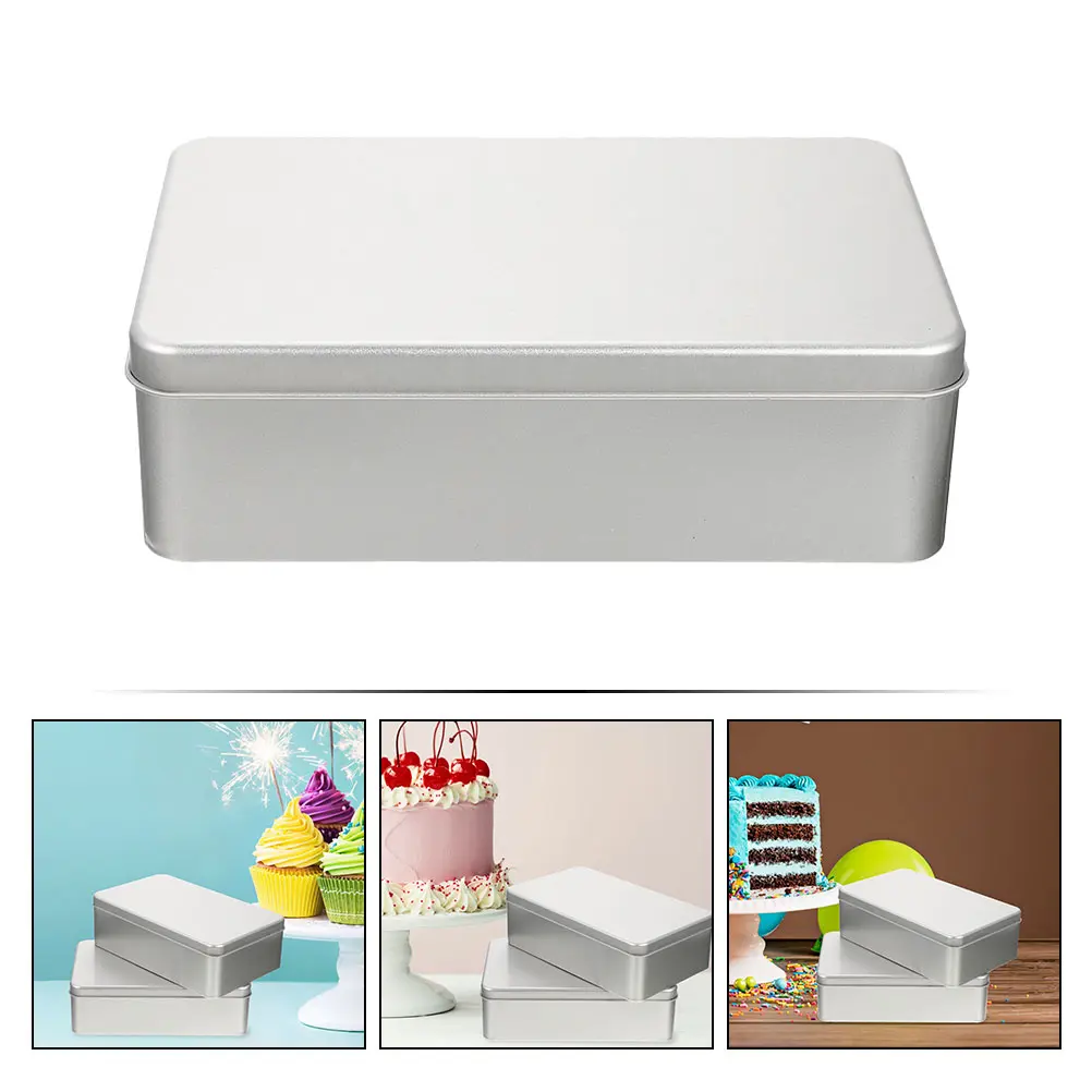 s Tinplate 180x110x55mm Square Empty Cans Lightweight Baking Cake Cookie Gift Packing Tins Empty Cans Boxes