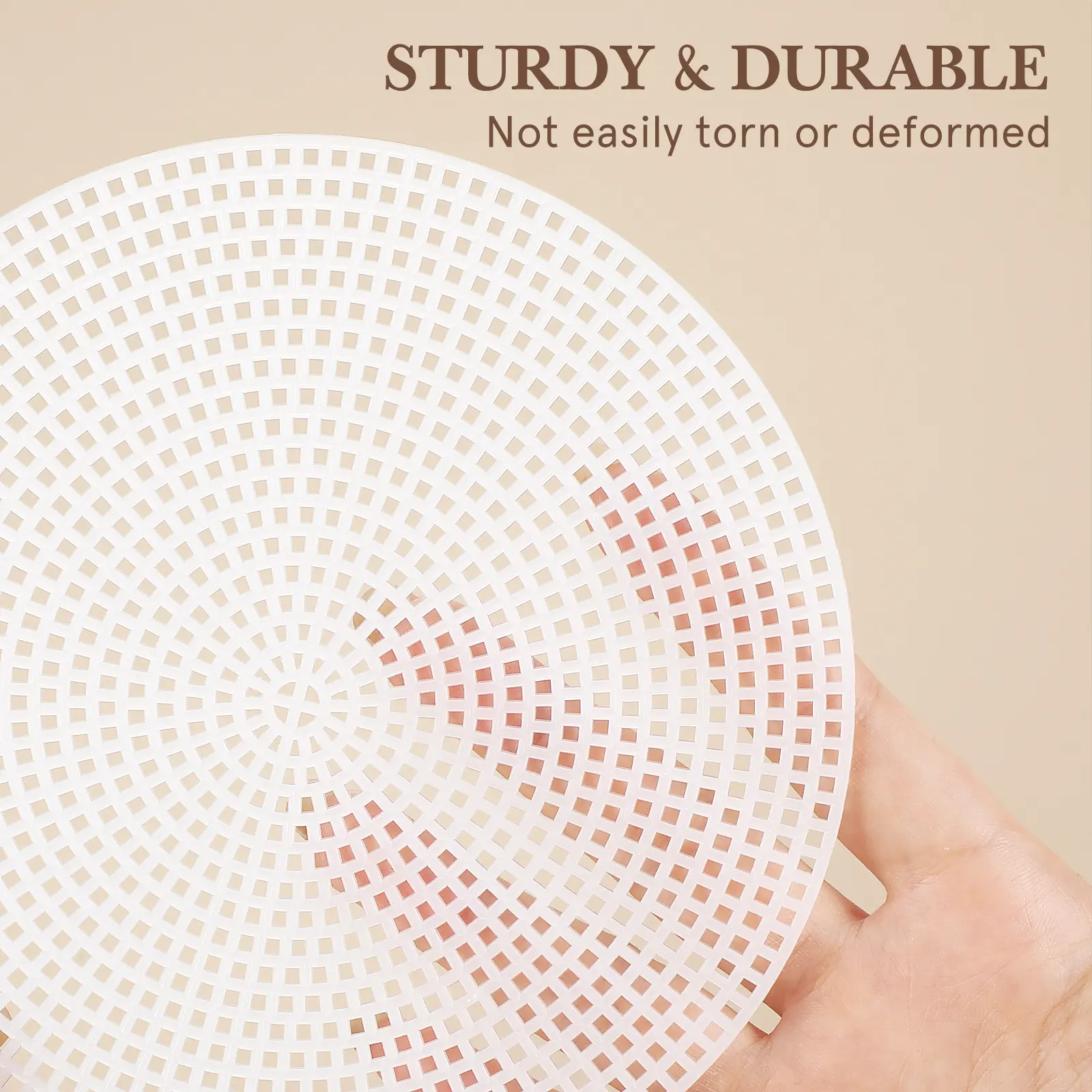 30pcs Round Cross Stitch Grid Sheets Premium Plastic Mesh for DIY Coasters Bags Embroidery Crafts Smooth Wear-Resistant White