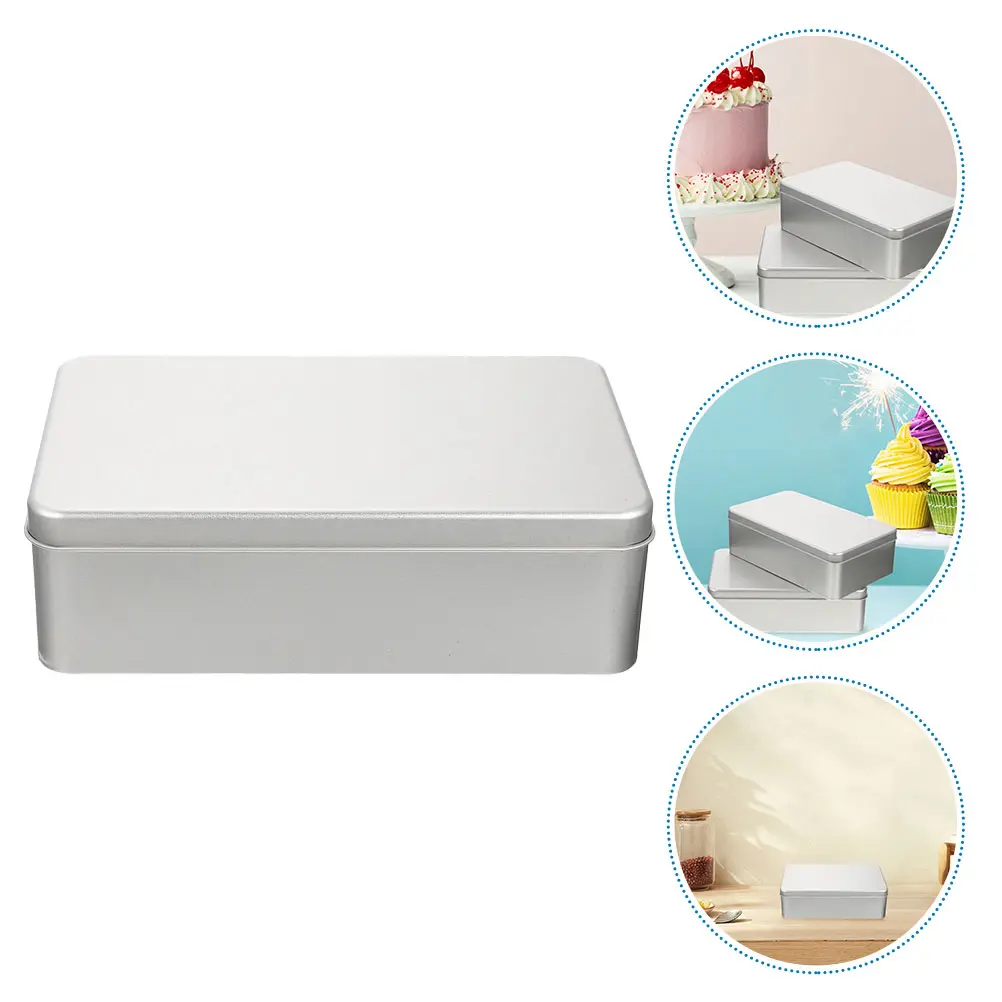 s Tinplate 180x110x55mm Square Empty Cans Lightweight Baking Cake Cookie Gift Packing Tins Empty Cans Boxes