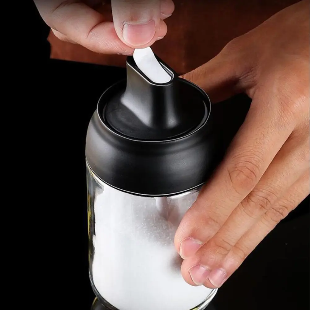 4 Pcs Seasoning Glass Jars Kitchen Condiment Containers Honey Sugar Salt Pepper Storage Practical Design Enjoyable