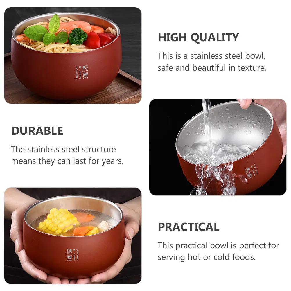 Stainless Steel Bowl 316 Grade Large Size Instant Rice Kitchen Tableware Heavy Duty Food Container