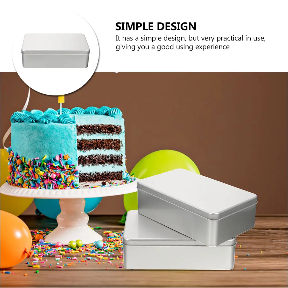 s Tinplate 180x110x55mm Square Empty Cans Lightweight Baking Cake Cookie Gift Packing Tins Empty Cans Boxes