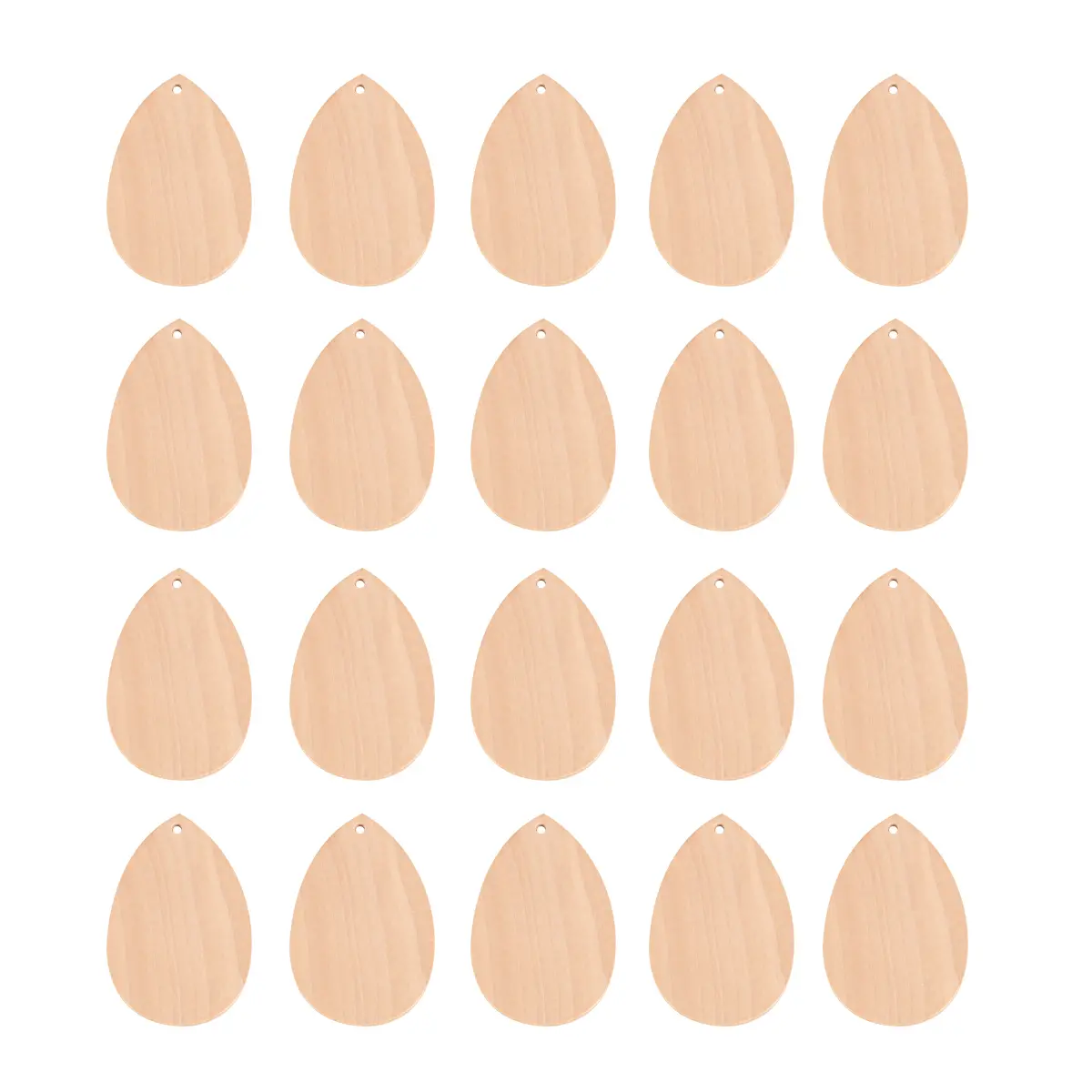 20 Pcs Water Drop Shaped Wood Pendants Unfinished DIY Crafts Smooth Texture Pre Hole Birthday Wedding Decorations