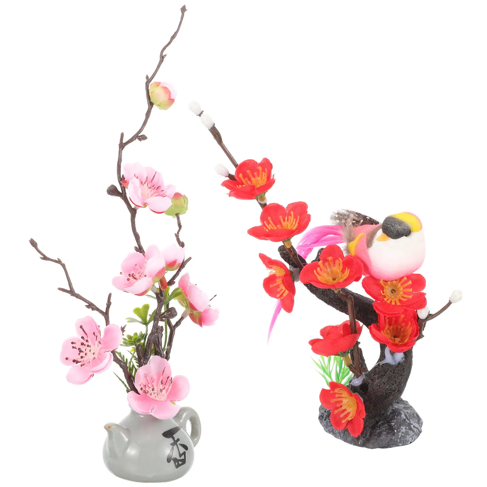 2pcs Blossom Decorations Sushi Plates Sushi Decor Plastic Artificial Flowers Mini Size Kitchen Bar Accessories