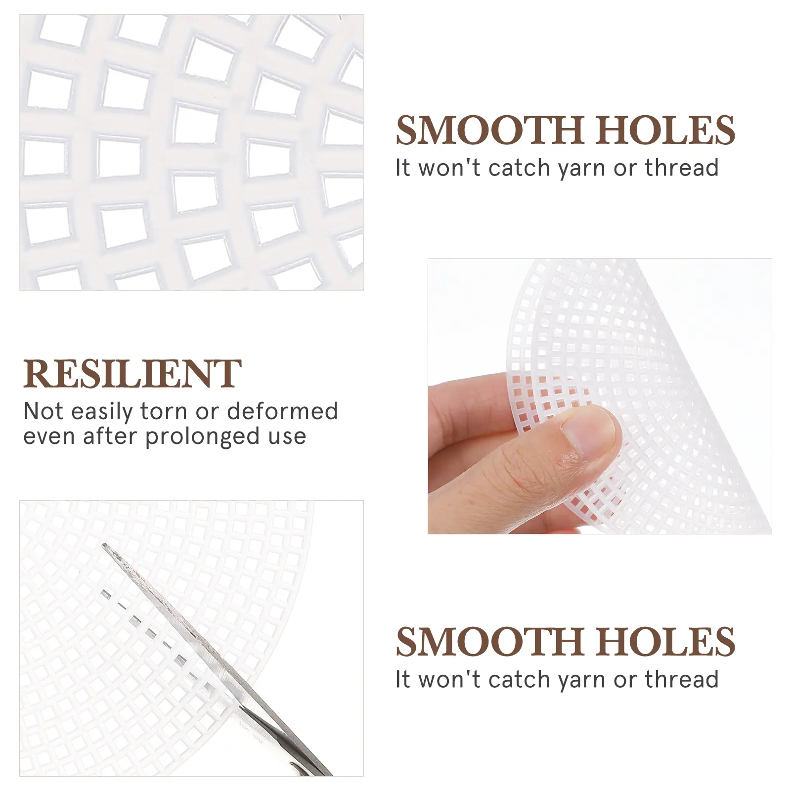 30pcs Round Cross Stitch Grid Sheets Premium Plastic Mesh for DIY Coasters Bags Embroidery Crafts Smooth Wear-Resistant White