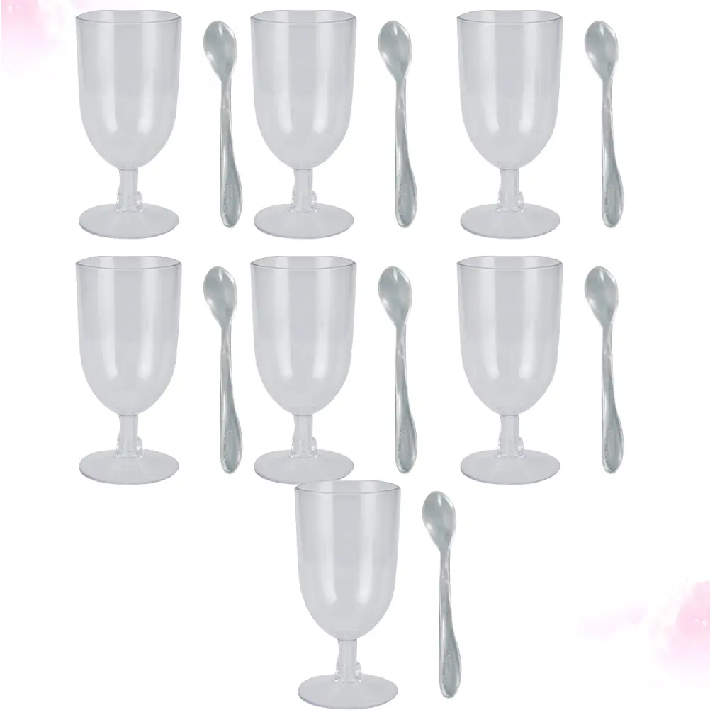 25pcs Disposable Glass Dessert Cups Ice Cream Cup Portable Jelly Pudding Mousse Cup for Home Shop with Spoon (Random Style)