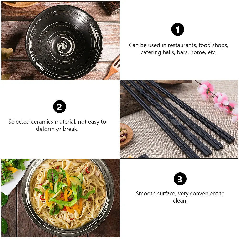 Ramen Bowl Soup Ceramic Dessert Bowls Japanese Style Noodle Salad Fruit Restaurant Home Use Smooth Surface Easy Clean Kitchen