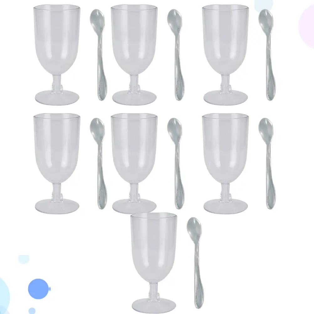 25pcs Disposable Glass Dessert Cups Ice Cream Cup Portable Jelly Pudding Mousse Cup for Home Shop with Spoon (Random Style)