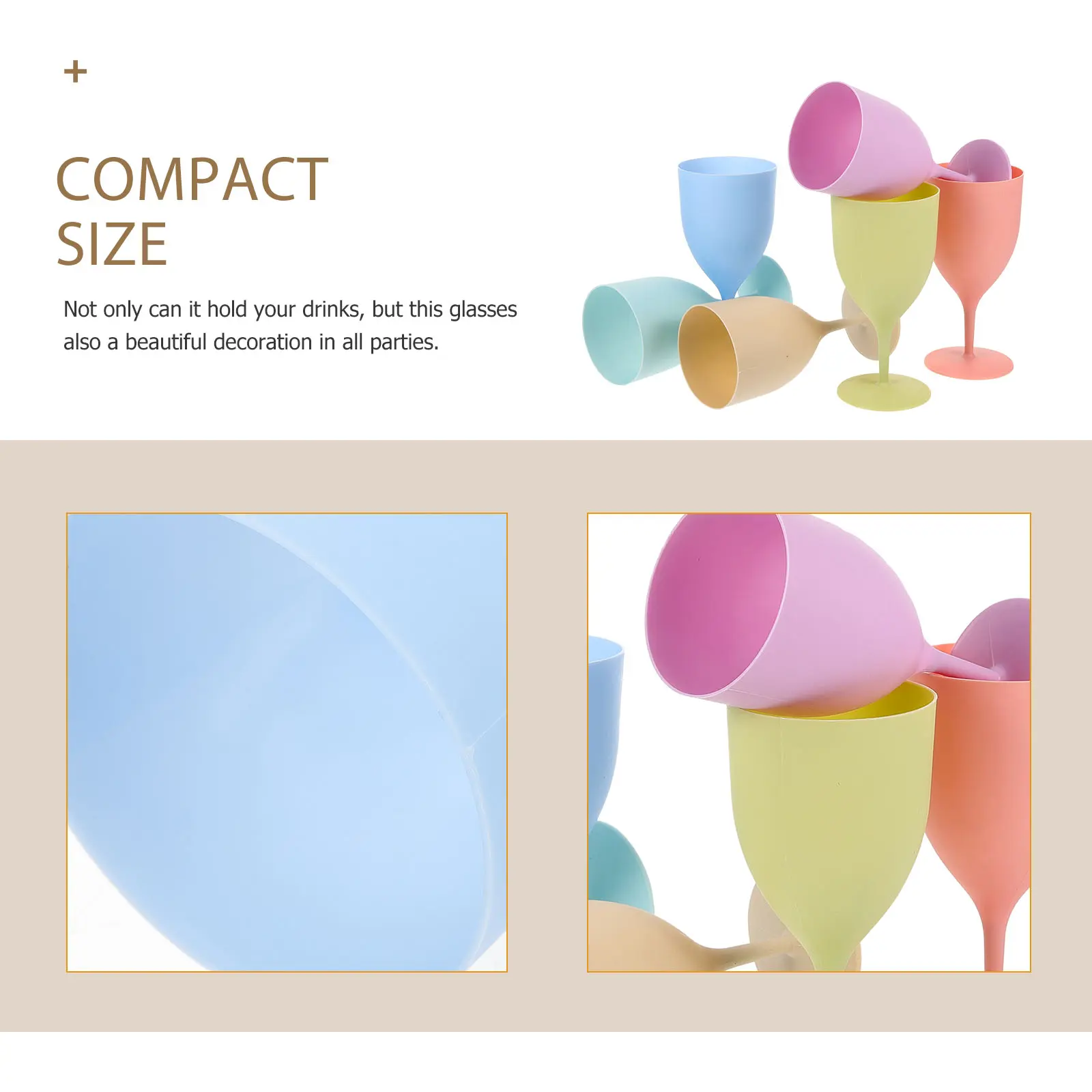 6pcs Macaron Drink Cup Goblet Glass Juice Glasses Lightweight Sparkling Colored Elegant Party Flutes