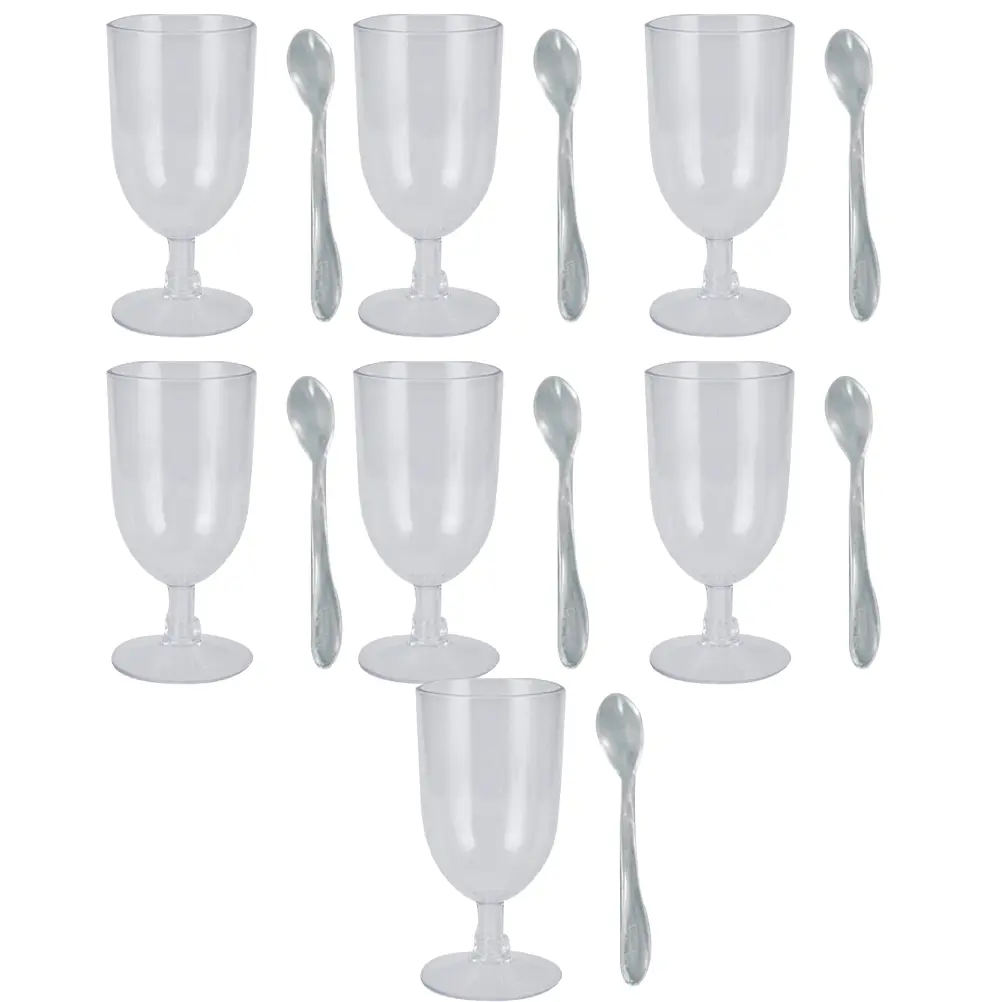 25pcs Disposable Glass Dessert Cups Ice Cream Cup Portable Jelly Pudding Mousse Cup for Home Shop with Spoon (Random Style)