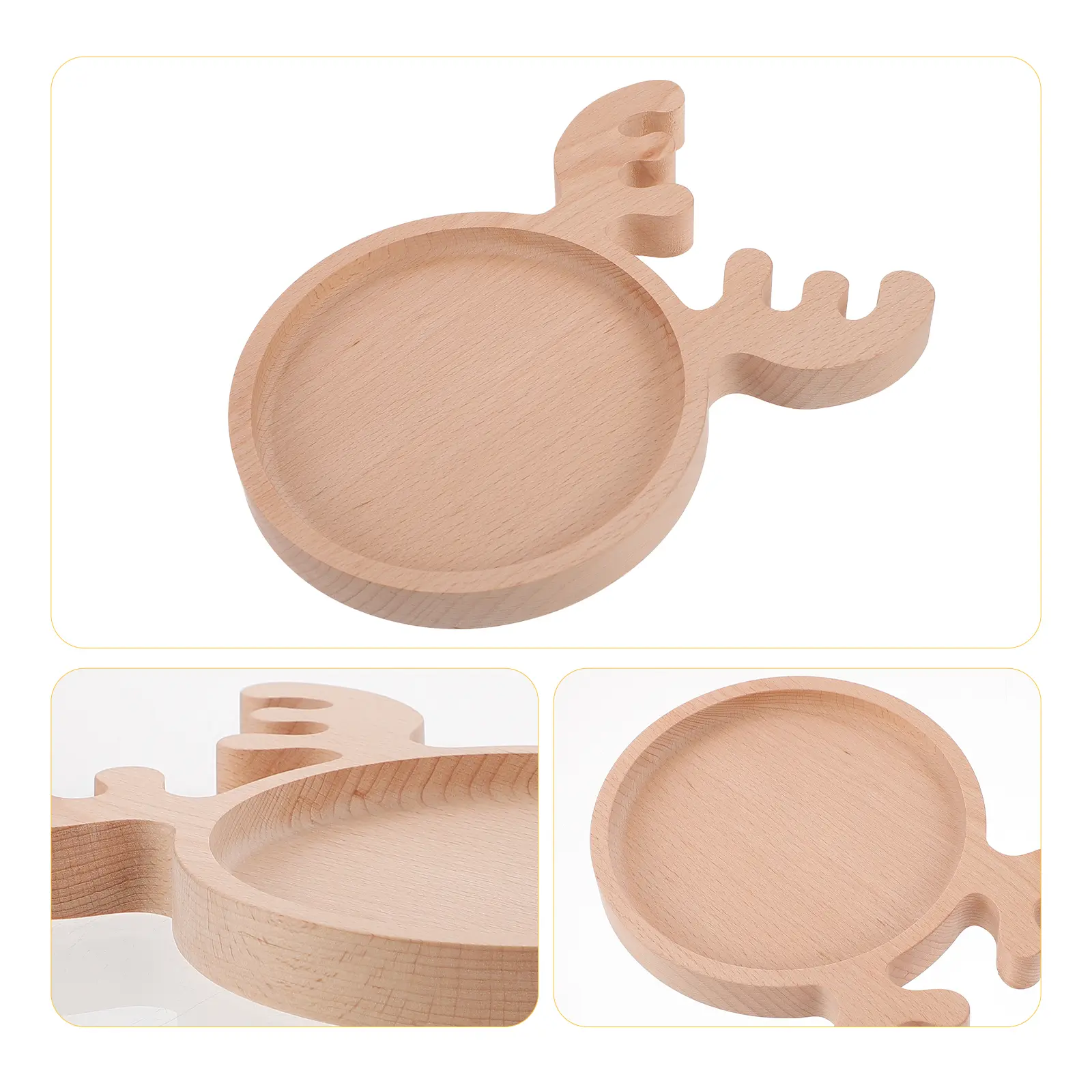 Wooden Dinner Plate Platters Serving Reindeer Seasoning Saucer Dessert Japanese Snack Food Bowl H made Natural Grain