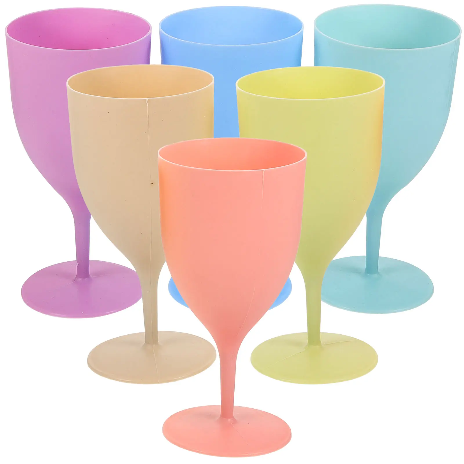 6pcs Macaron Drink Cup Goblet Glass Juice Glasses Lightweight Sparkling Colored Elegant Party Flutes