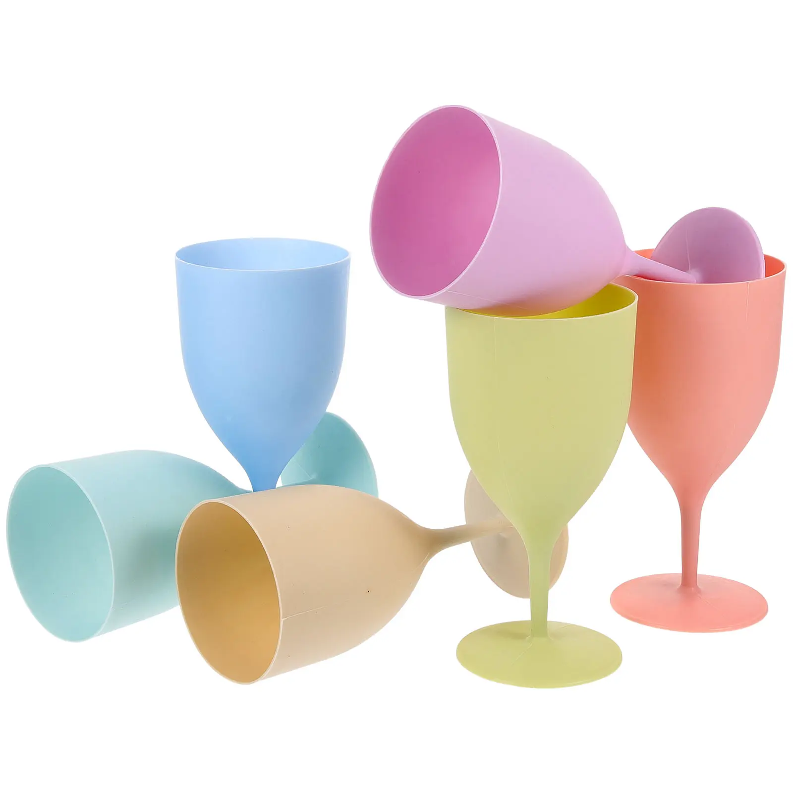 6pcs Macaron Drink Cup Goblet Glass Juice Glasses Lightweight Sparkling Colored Elegant Party Flutes