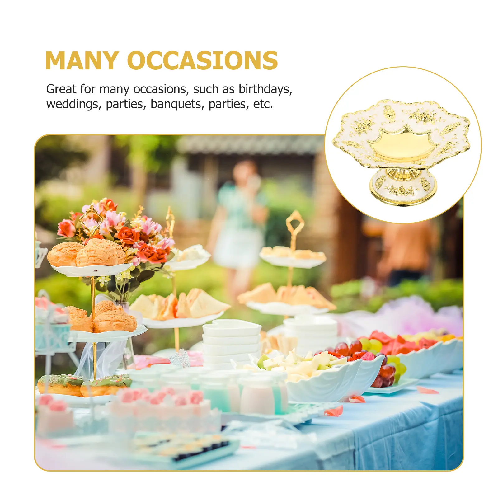 Embossed Zinc Alloy Tray Dry Fruit Party Snack Stand Food Trays for Serving Entertaining Dessert Retro Plate Dish