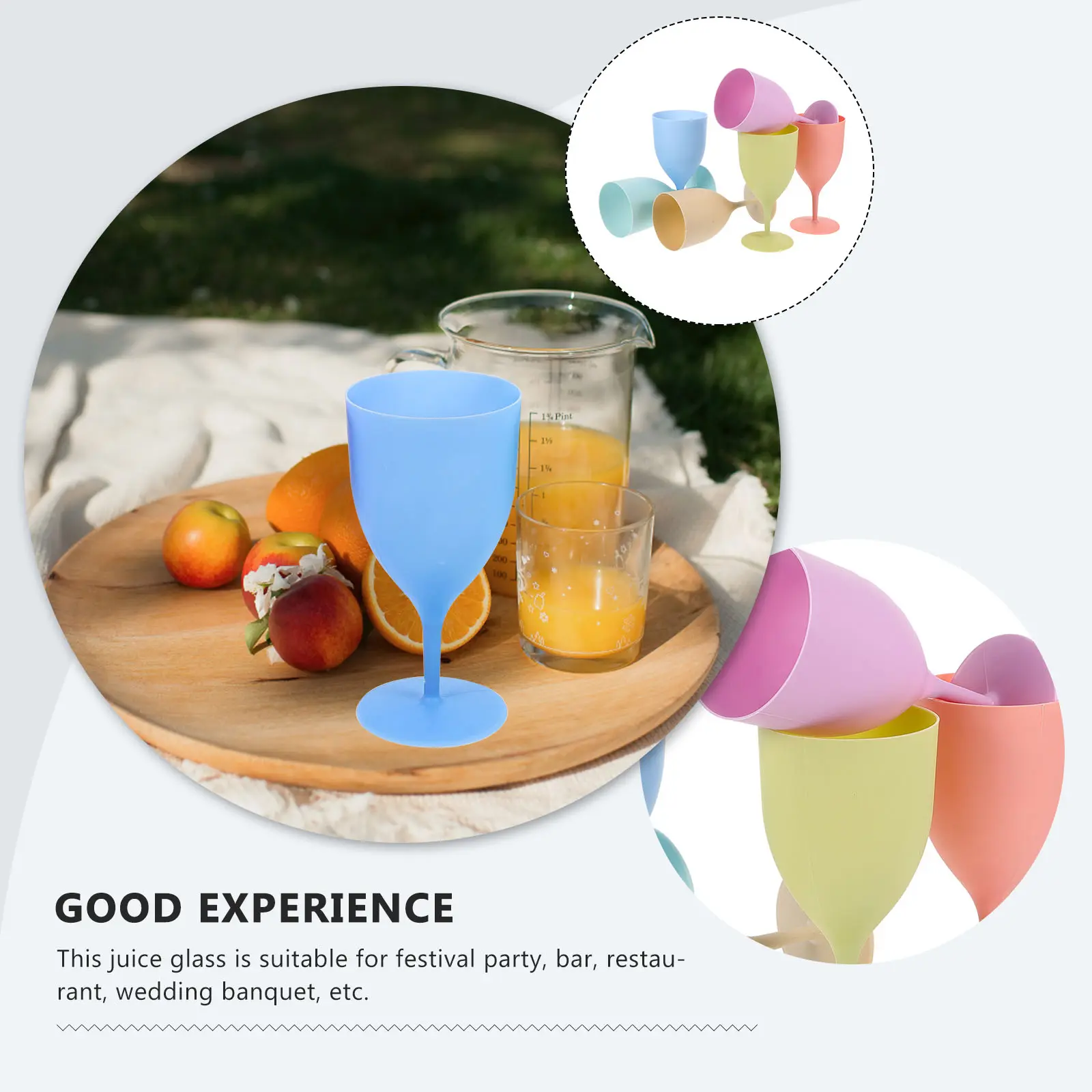 6pcs Macaron Drink Cup Goblet Glass Juice Glasses Lightweight Sparkling Colored Elegant Party Flutes