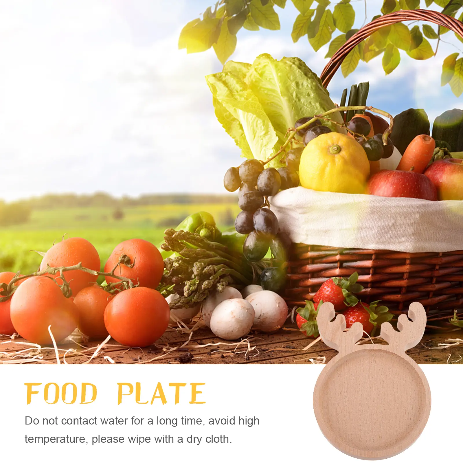 Wooden Dinner Plate Platters Serving Reindeer Seasoning Saucer Dessert Japanese Snack Food Bowl H made Natural Grain