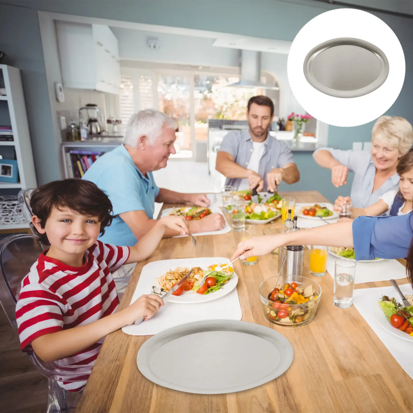 Egg Shaped Food Dish Multifunctional Stainless Steel Plate Round Serving Platter Kitchen Use Food Grade Fish Storage Tray Home