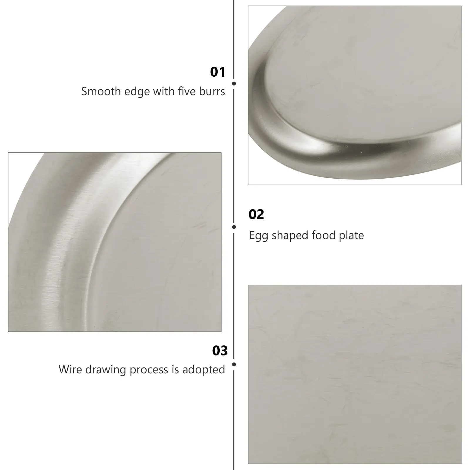 Egg Shaped Food Dish Multifunctional Stainless Steel Plate Round Serving Platter Kitchen Use Food Grade Fish Storage Tray Home
