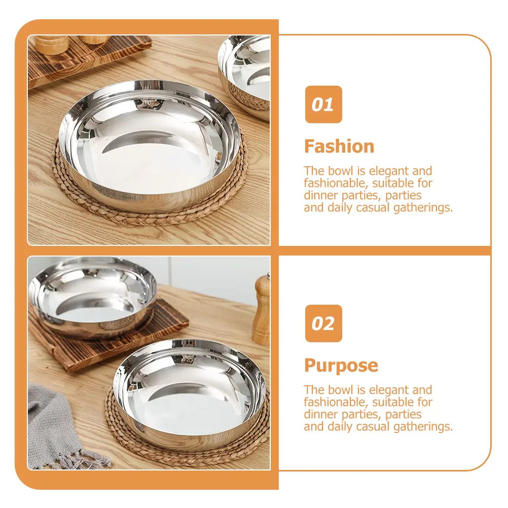 Stainless Steel Ramen Multi-Function Food Bowl for Salad Fruit Dessert Home Kitchen Wear-Resistant Serving Bowl
