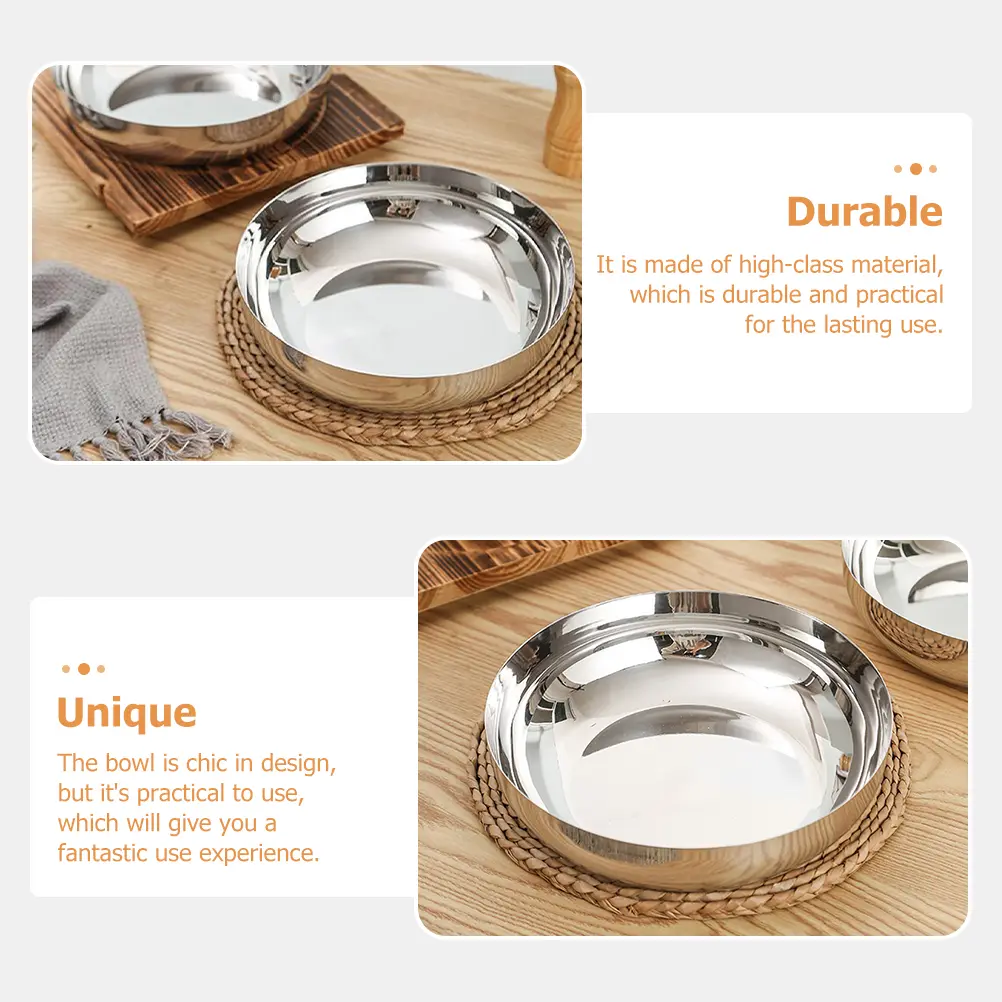 Stainless Steel Ramen Multi-Function Food Bowl for Salad Fruit Dessert Home Kitchen Wear-Resistant Serving Bowl