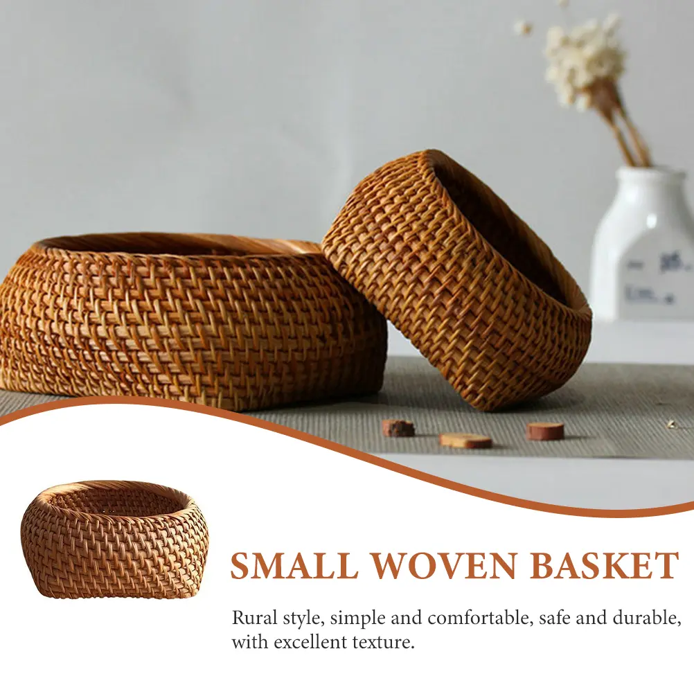Handwoven Rattan Storage Box Natural Tea Biscuit Organizer Fruit Container for Home Party Restaurant Use Serving Basket