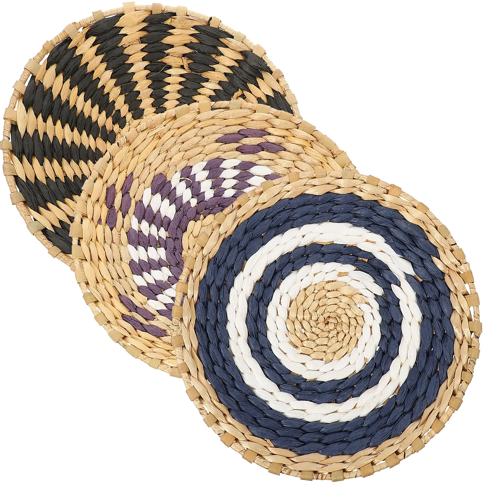 3pcs Woven Baskets Decor Straw Hanging Flat Unique Small Decorative Home Wall Art Basket Hanging Wall Baskets Kitchen Bar