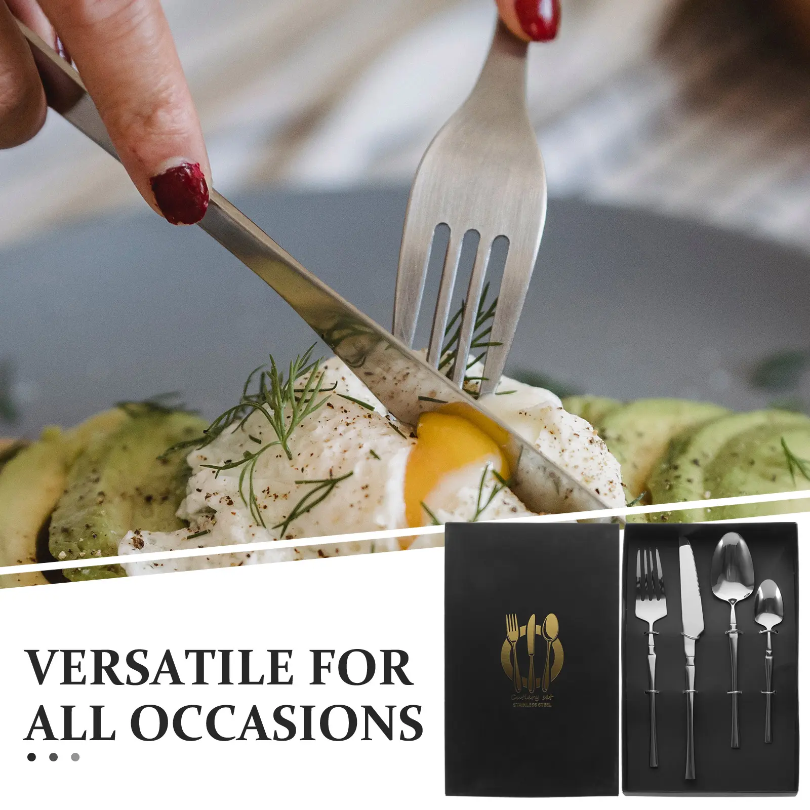 Stainless Steel 410 Stainless Steel Tableware Kitchen Supplies Utensils Fork Spoon Modern Design Kitchen