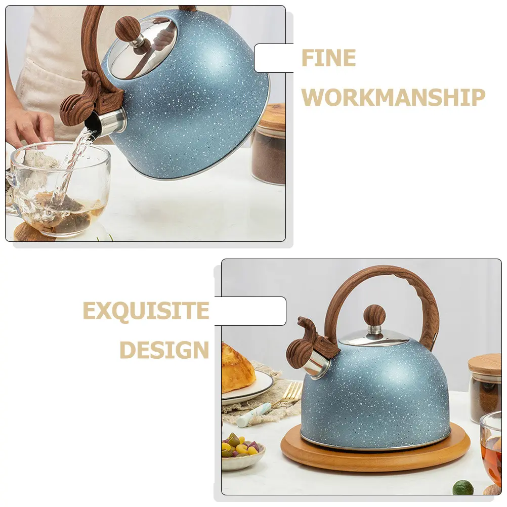 Kettle Stainless Steel Blue Stove Top Water Kettle Large Caliber Spout Food Grade Material Induction