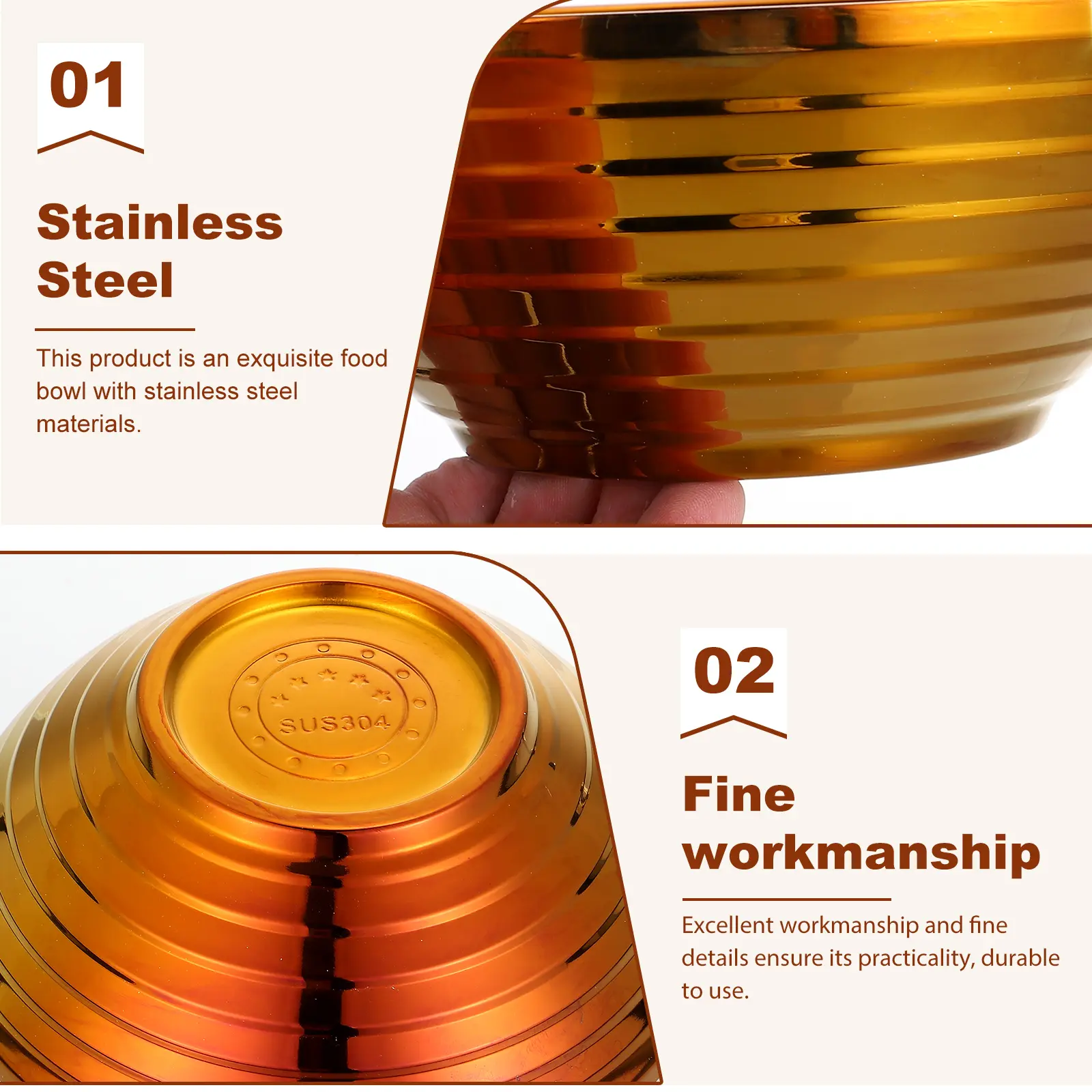 Stainless Steel Bowls Soup Food Container Portable Kitchen Food Container Dining Japanese Ramen Bowl