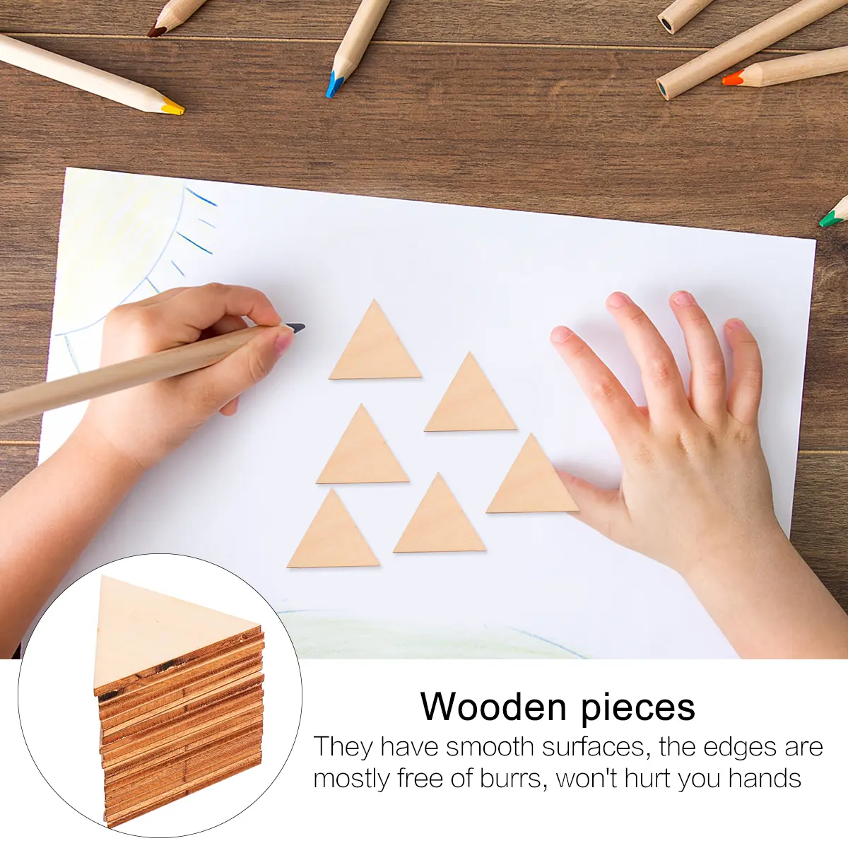 Wooden Triangle Wood DIY Wooden Diy Painting Wood Pieces Crafts Crafts Unfinished Slices Painting Pieces Decorations