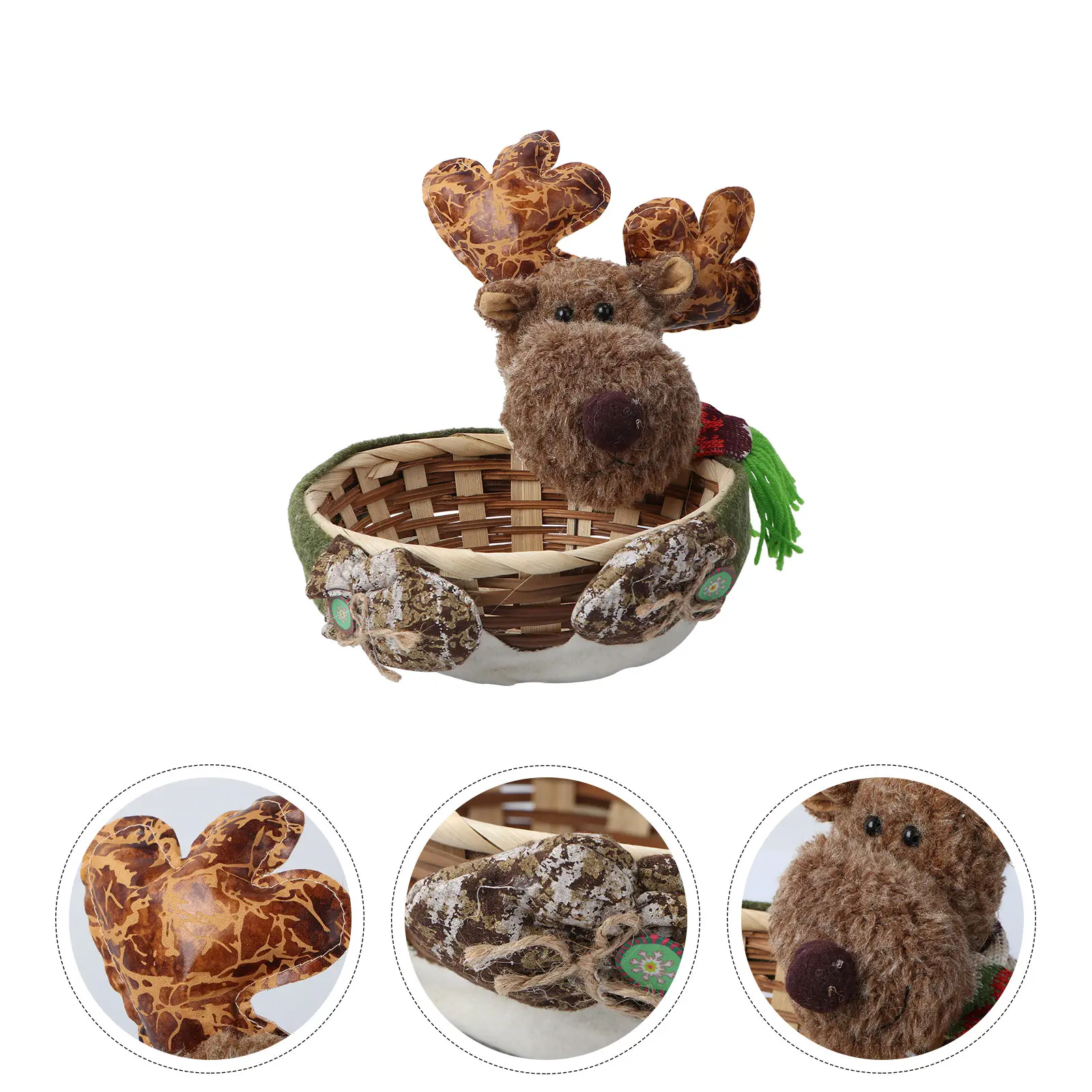 Elk Candy Basket Christmas Decor Kids Storage Xmas Gift Child Ornament Holiday Present Toy Kitchen Bar Supplies Candy Holder