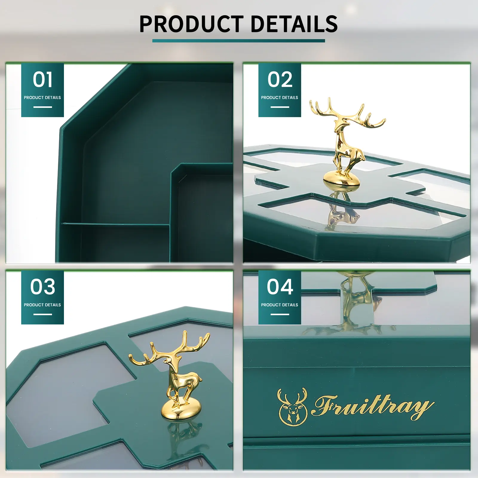 Double Layer Dried Fruit Box Creative PP Material Party Tray Snack Storage Segmented Candy