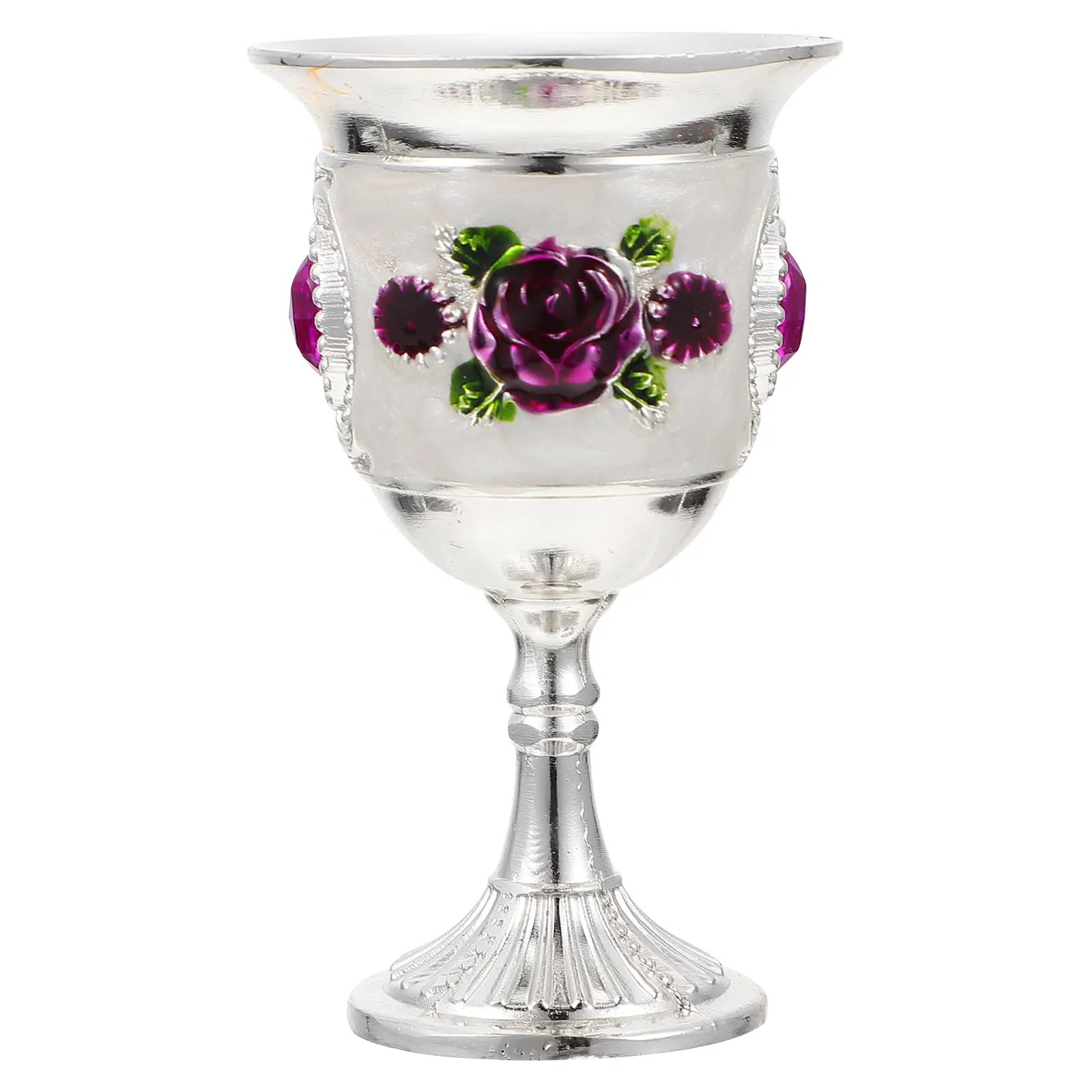 Retro Goblet Vintage Chalice Small Drinking Cup Compact Size Exquisite Pattern Home Use Glass Bar Restaurant Decor
