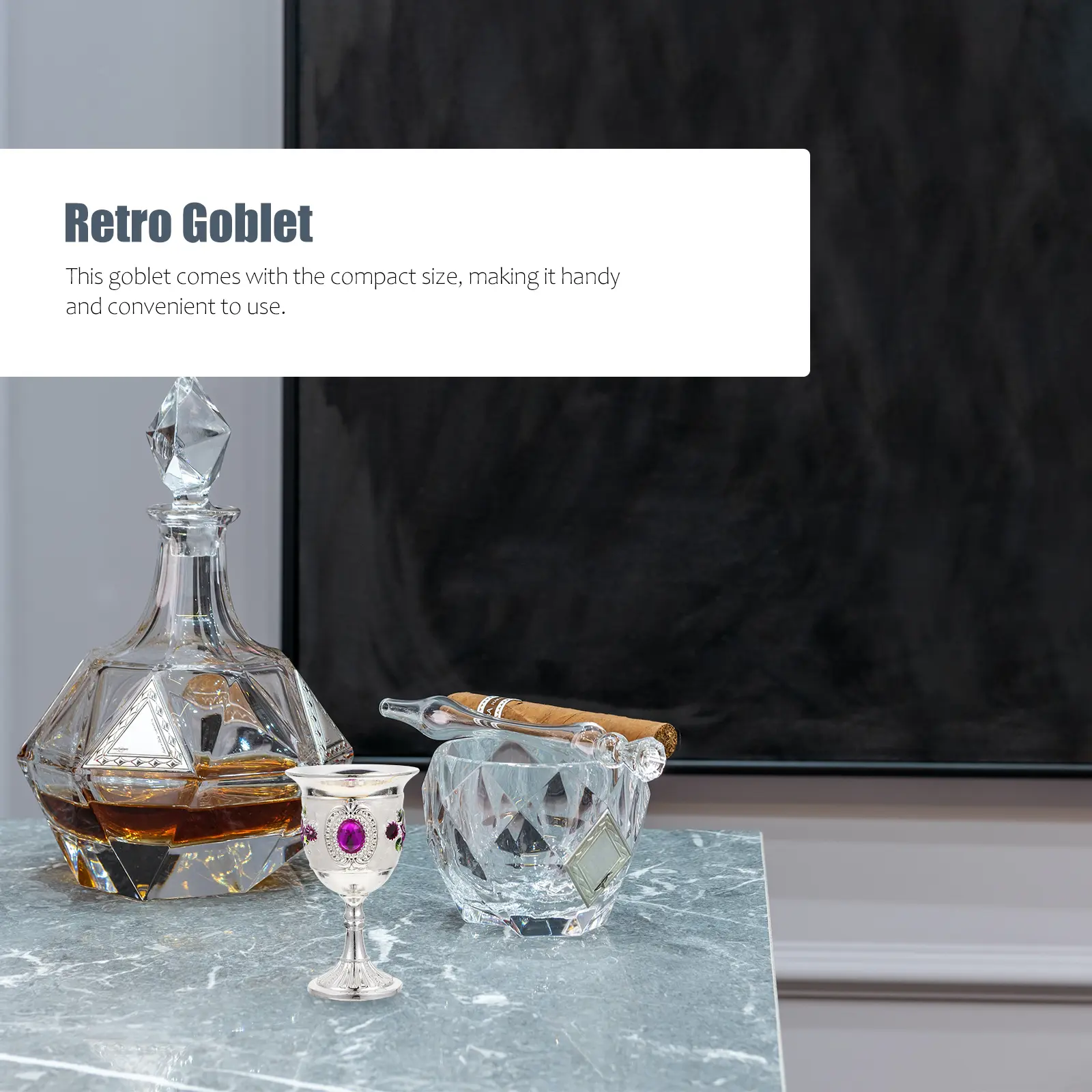 Retro Goblet Vintage Chalice Small Drinking Cup Compact Size Exquisite Pattern Home Use Glass Bar Restaurant Decor