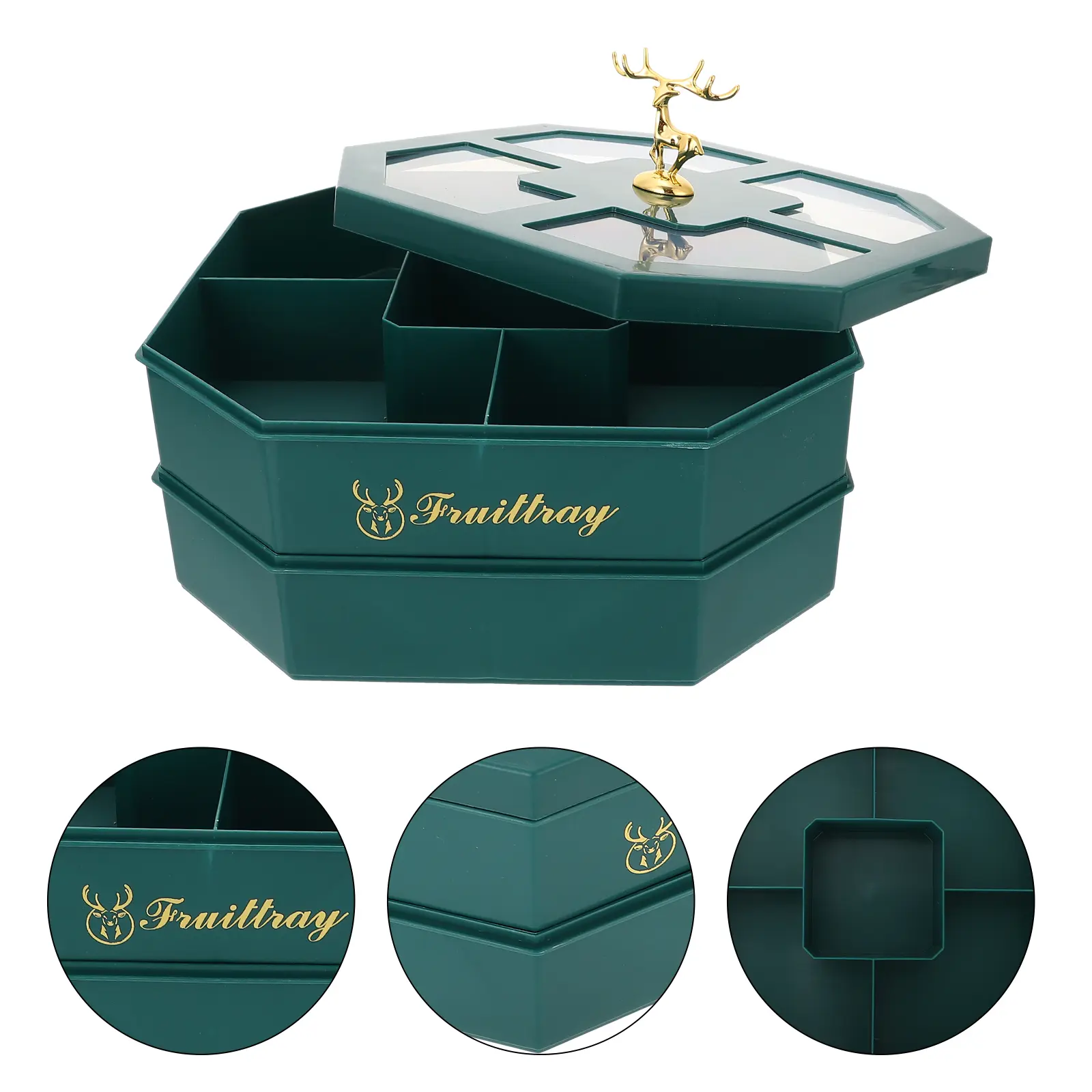 Double Layer Dried Fruit Box Creative PP Material Party Tray Snack Storage Segmented Candy